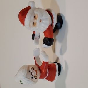 Vintage Lenox Mr. & Mrs. Clause Taper Ceramic Candle Holders
